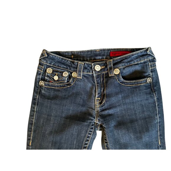 Vigoss Jeans Juniors 5 Used Low Rise Bootcut Stretch Denim Fold Over Pockets - Picture 13 of 16